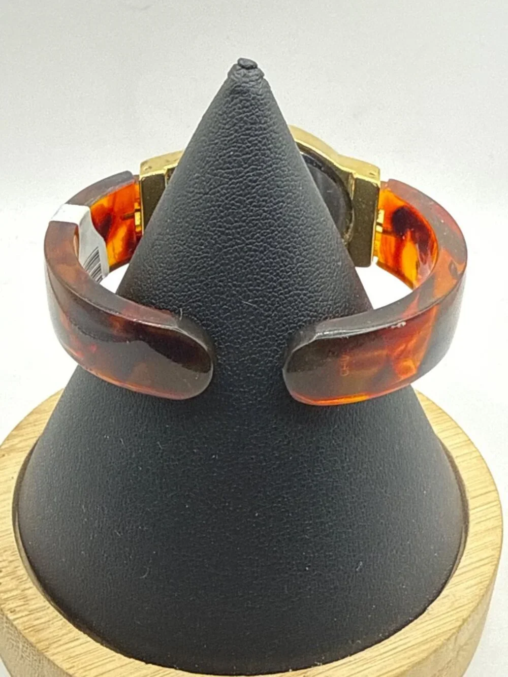 Vintage Tortoiseshell Cuff Watch Retro Chunky Gold Bangle Whimsigoth